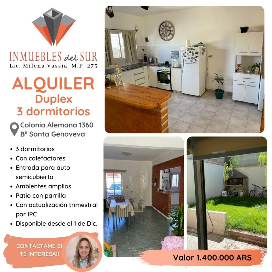 ALQUILER Duplex 3 dormitorios en Barrio Santa Genoveva - Neuquen