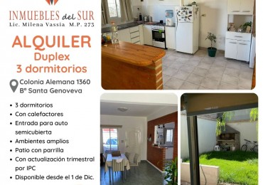 ALQUILER Duplex 3 dormitorios en Barrio Santa Genoveva - Neuquen