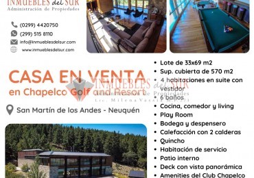 VENTA Casa en Barrio Chapelco Golf and Resort